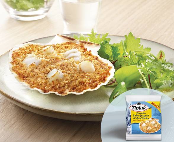 2 Coquilles Saint-Jacques et Colin d'Alaska, sauce au Chardonnay