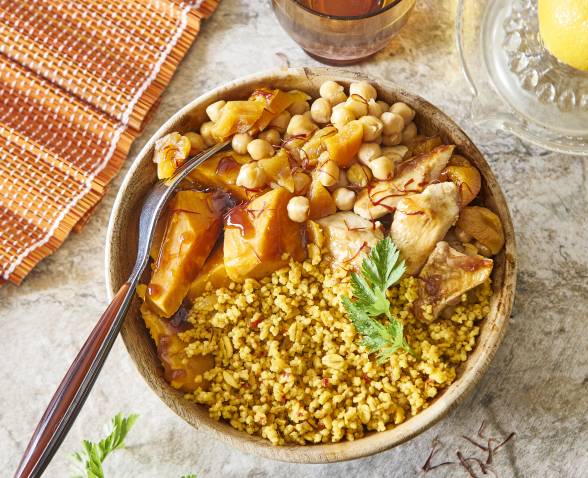 Bowl Céréales à l’Indienne, poulet et patates douces