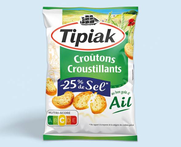 Croûtons Croustillants goût ail -25 % de sel