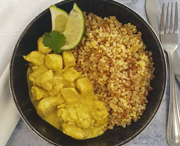 Poulet curry coco et Epeautre gourmand