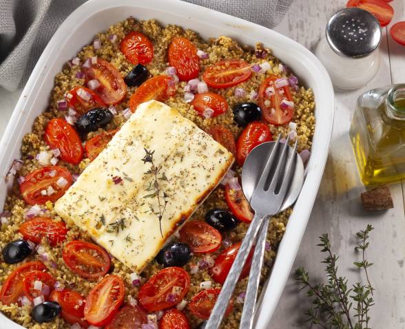 Feta et tomates rôties aux Tendres Perles