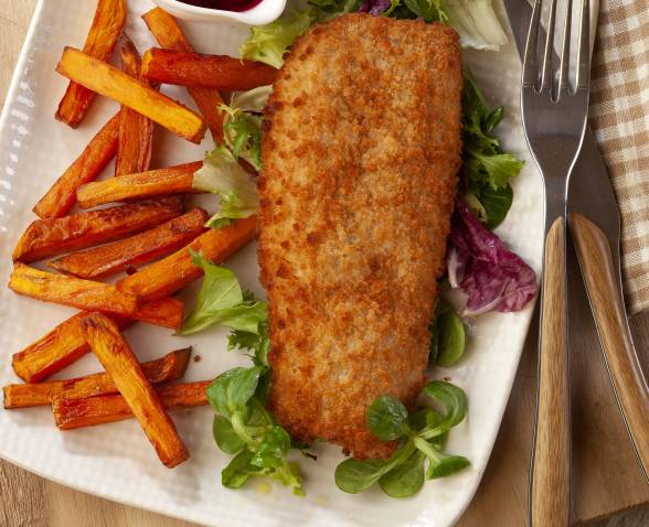 Fish’n chips en panure légère, sauce ketchup maison