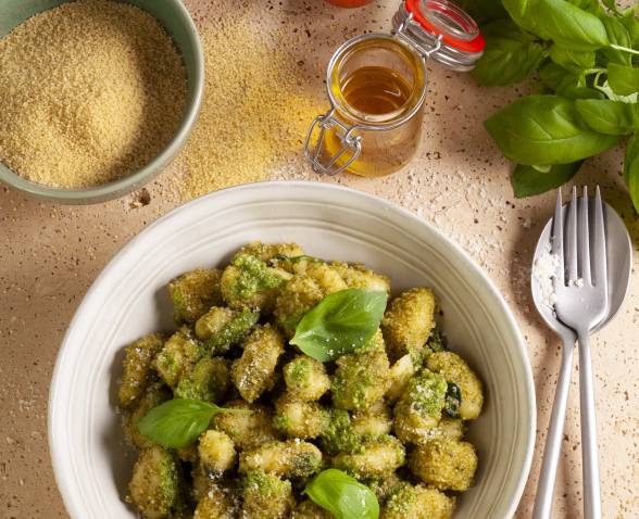 Gnocchis au pesto à la semoule de couscous