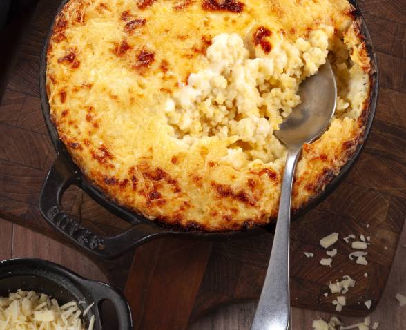 Gratin de tendres perles au fromage façon Mac & Cheese