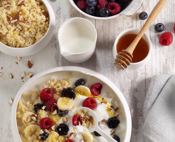 Bircher aux fruits rouges et Tendres Perles