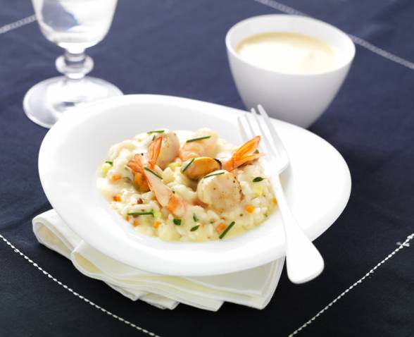 Risotto De Saint Jacques Et Fruits De Mer Sauce Saint Jacques Au Chablis