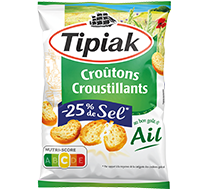 Croûtons Croustillants goût ail -25 % de sel